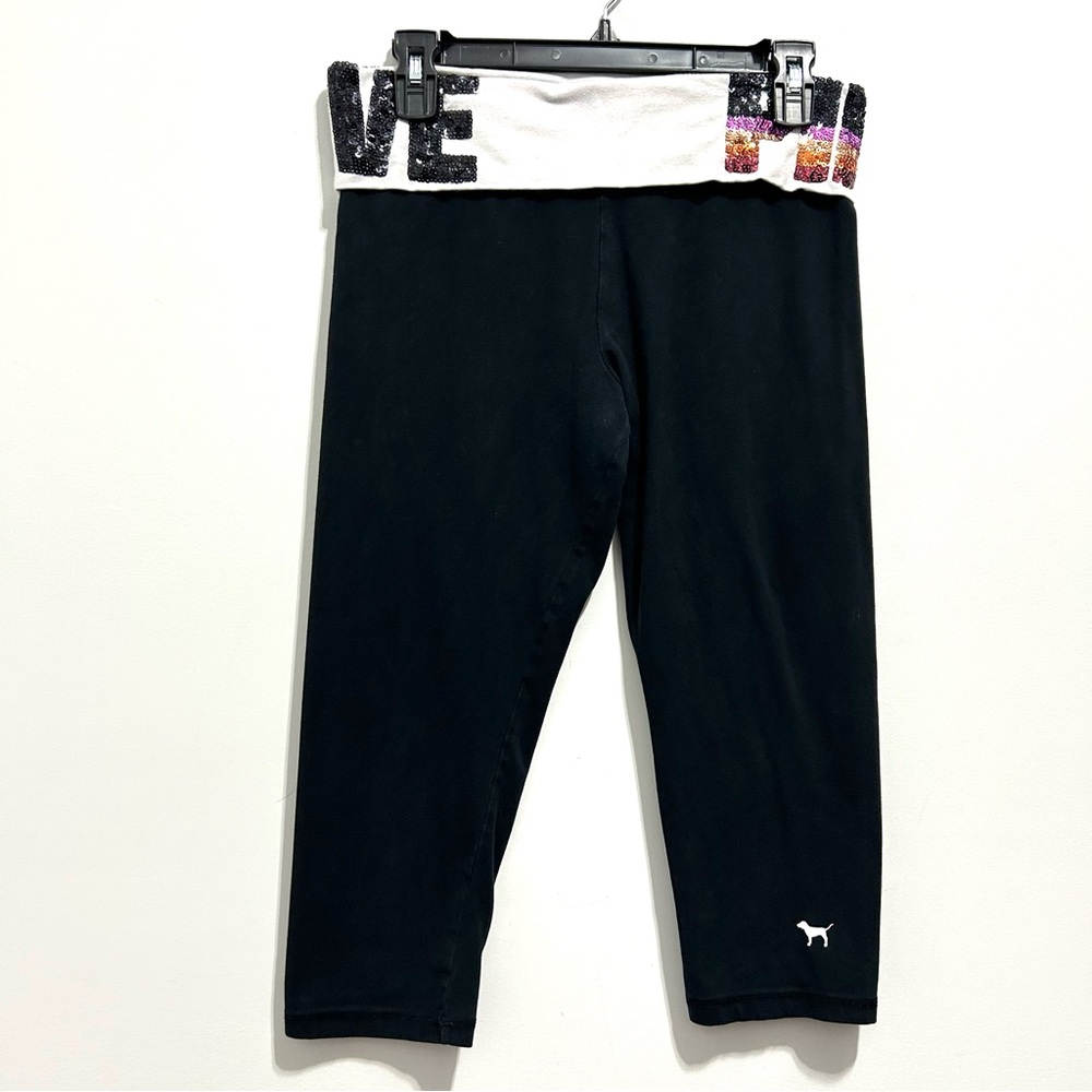 PINK Victoria’s Secret Black Women’s Yoga Pants Activewear Capri Leggings